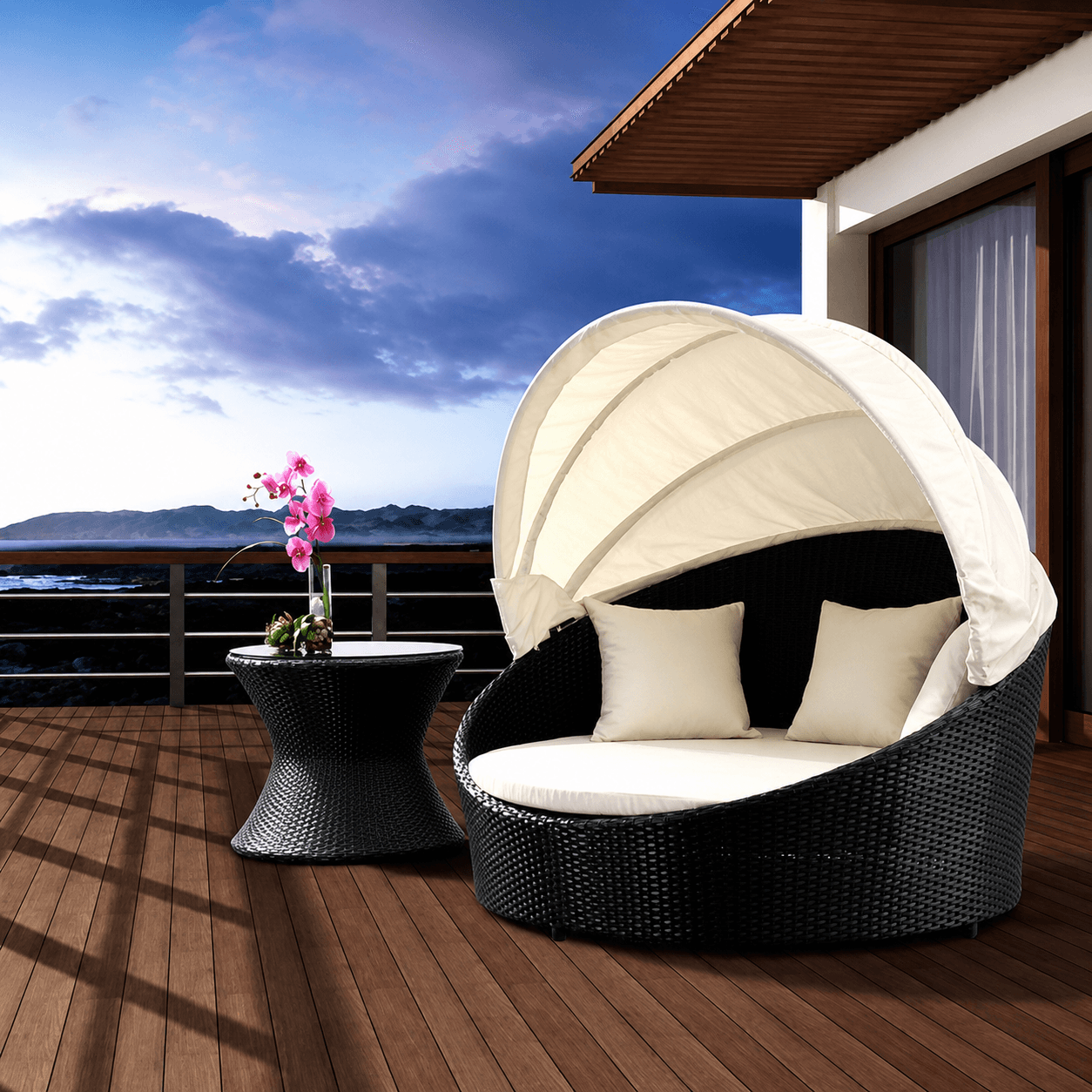 AD-160 Wicker Daybed With Side Table